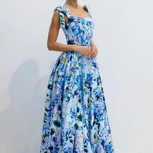 Kacey Hydrangea Printed Strap Maxi Dress